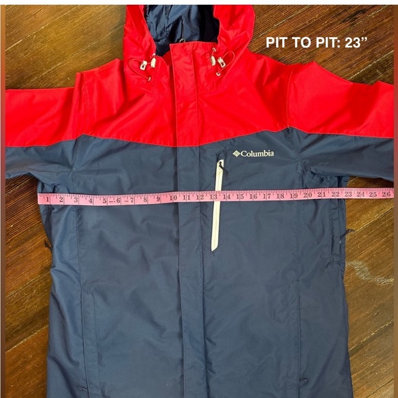 PRE-OWNED/LIKE NEW MENS COLUMBIA INTERCHANGE OMNI-TECH JACKET RED/BLUE MENS SML. - Picture 2 of 12